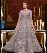 Lavender embroidered net salwar