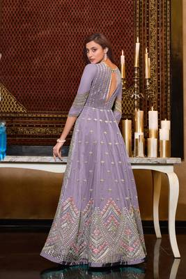 Lavender embroidered net salwar 2