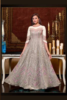 White embroidered net salwar 1