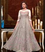 White embroidered net salwar