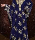 Navy Blue Hand Embroidered Farasha