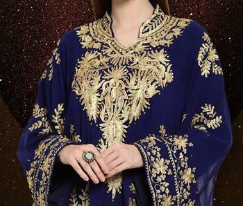 Navy Blue Hand Embroidered Farasha 2