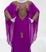 Purple Zari Stone Work Georgette Islamic Style Beads Embedded Partywear Kaftan Long Gown Evening wear Dubai kaftan