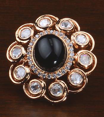Kundan, CZ and Stone Embellished Adjustable Designer Finger Ring 216EDFR47 1
