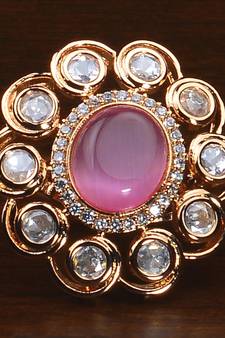Kundan, CZ and Stone Embellished Adjustable Designer Finger Ring 216EDFR49