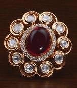 Kundan, CZ and Stone Embellished Adjustable Designer Finger Ring 216EDFR53