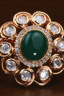 Kundan, CZ and Stone Embellished Adjustable Designer Finger Ring 216EDFR54