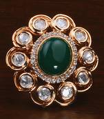 Kundan, CZ and Stone Embellished Adjustable Designer Finger Ring 216EDFR54