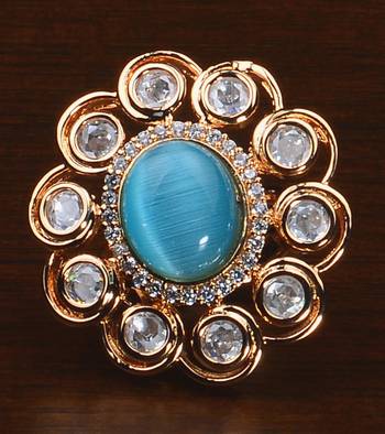 Kundan, CZ and Stone Embellished Adjustable Designer Finger Ring 216EDFR55 1