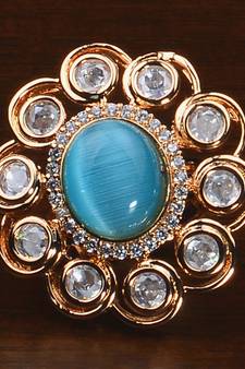 Kundan, CZ and Stone Embellished Adjustable Designer Finger Ring 216EDFR55
