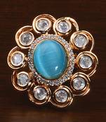 Kundan, CZ and Stone Embellished Adjustable Designer Finger Ring 216EDFR55