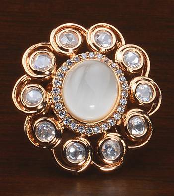 Kundan, CZ and Stone Embellished Adjustable Designer Finger Ring 216EDFR56 1