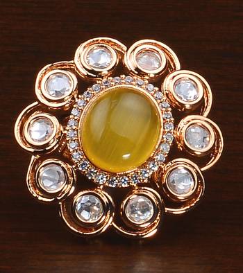 Kundan, CZ and Stone Embellished Adjustable Designer Finger Ring 216EDFR57 1