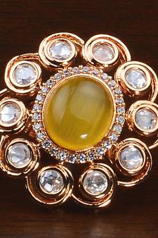 Kundan, CZ and Stone Embellished Adjustable Designer Finger Ring 216EDFR57