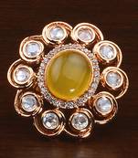 Kundan, CZ and Stone Embellished Adjustable Designer Finger Ring 216EDFR57