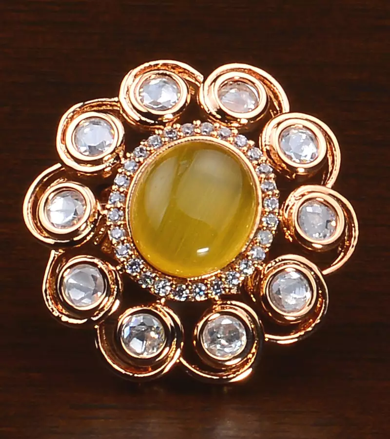 Kundan, CZ and Stone Embellished Adjustable Designer Finger Ring 216EDFR57