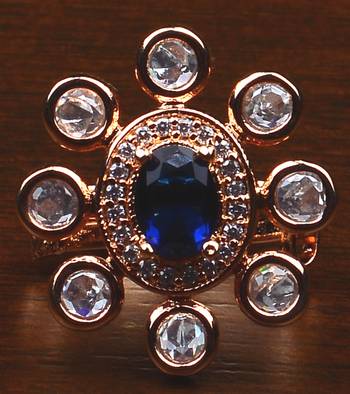 Kundan, CZ and Stone Embellished Adjustable Designer Finger Ring 216EDFR10 1