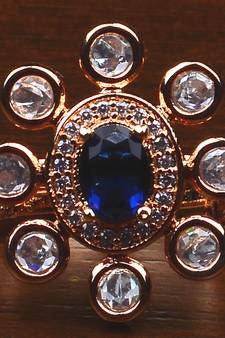 Kundan, CZ and Stone Embellished Adjustable Designer Finger Ring 216EDFR10
