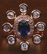 Kundan, CZ and Stone Embellished Adjustable Designer Finger Ring 216EDFR10