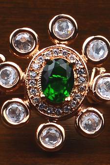 Kundan, CZ and Stone Embellished Adjustable Designer Finger Ring 216EDFR11