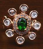 Kundan, CZ and Stone Embellished Adjustable Designer Finger Ring 216EDFR11