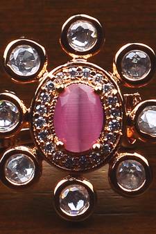 Kundan, CZ and Stone Embellished Adjustable Designer Finger Ring 216EDFR12