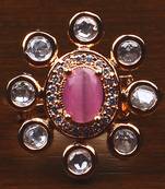 Kundan, CZ and Stone Embellished Adjustable Designer Finger Ring 216EDFR12