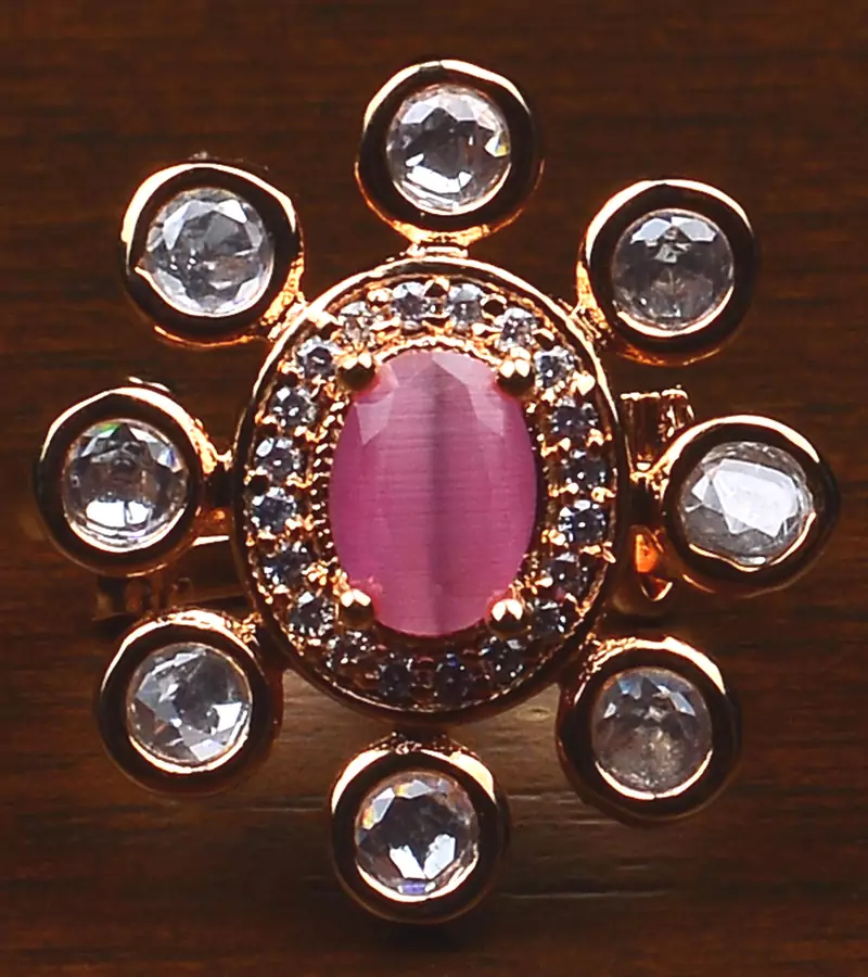Kundan, CZ and Stone Embellished Adjustable Designer Finger Ring 216EDFR12