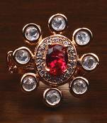 Kundan, CZ and Stone Embellished Adjustable Designer Finger Ring 216EDFR14