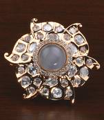 Kundan, CZ and Stone Embellished Adjustable Designer Finger Ring 216EDFR23