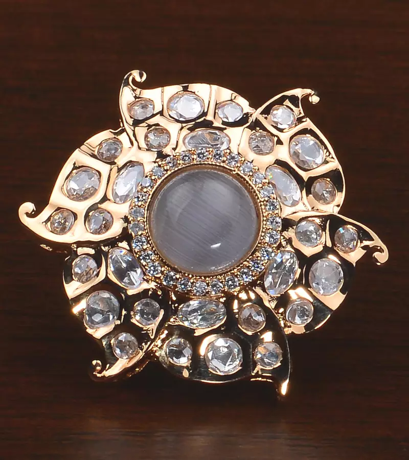 Kundan, CZ and Stone Embellished Adjustable Designer Finger Ring 216EDFR23