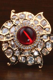 Kundan, CZ and Stone Embellished Adjustable Designer Finger Ring 216EDFR24