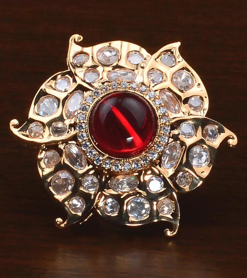 Kundan, CZ and Stone Embellished Adjustable Designer Finger Ring 216EDFR24