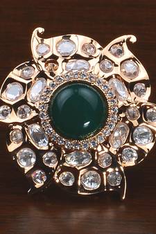 Kundan, CZ and Stone Embellished Adjustable Designer Finger Ring 216EDFR25