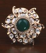 Kundan, CZ and Stone Embellished Adjustable Designer Finger Ring 216EDFR25