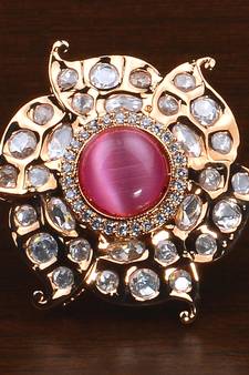Kundan, CZ and Stone Embellished Adjustable Designer Finger Ring 216EDFR27