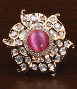 Kundan, CZ and Stone Embellished Adjustable Designer Finger Ring 216EDFR27