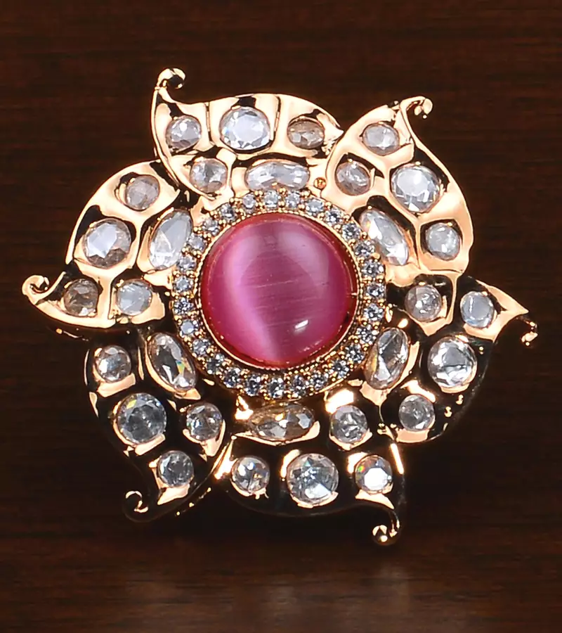 Kundan, CZ and Stone Embellished Adjustable Designer Finger Ring 216EDFR27