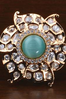 Kundan, CZ and Stone Embellished Adjustable Designer Finger Ring 216EDFR28