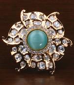 Kundan, CZ and Stone Embellished Adjustable Designer Finger Ring 216EDFR28