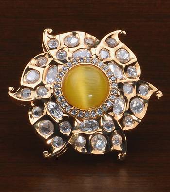 Kundan, CZ and Stone Embellished Adjustable Designer Finger Ring 216EDFR29 1