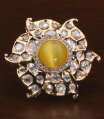 Kundan, CZ and Stone Embellished Adjustable Designer Finger Ring 216EDFR29