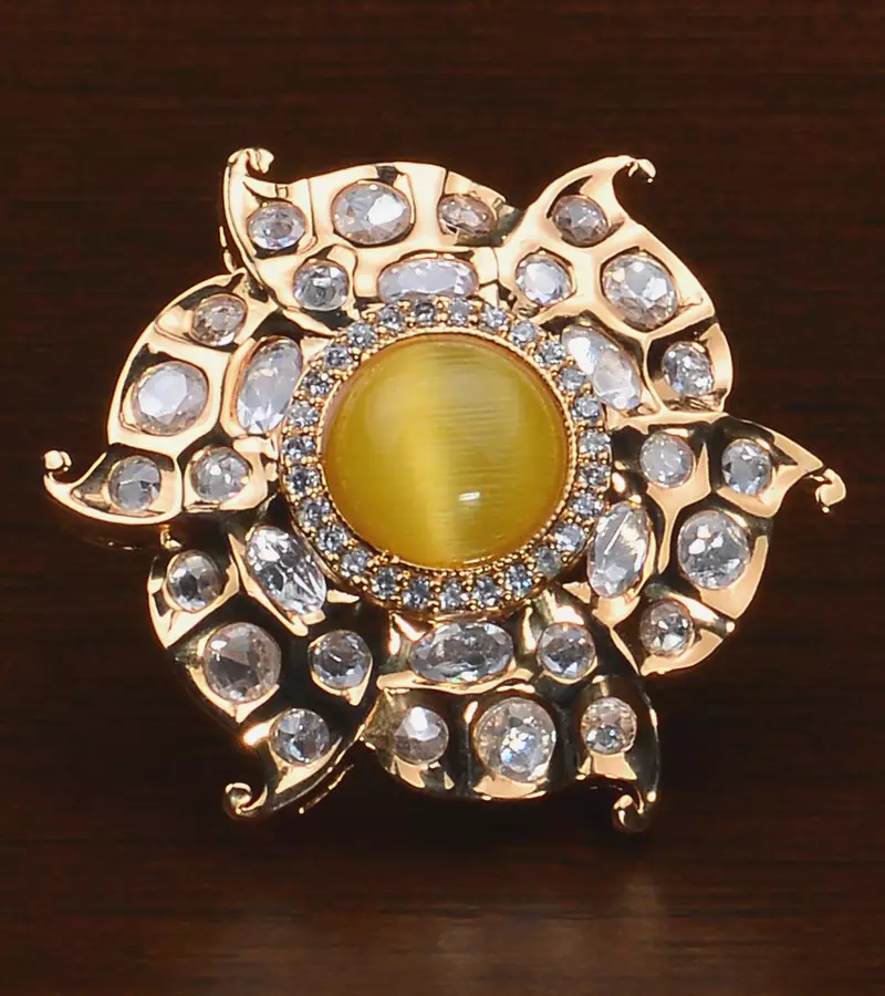 Kundan, CZ and Stone Embellished Adjustable Designer Finger Ring 216EDFR29