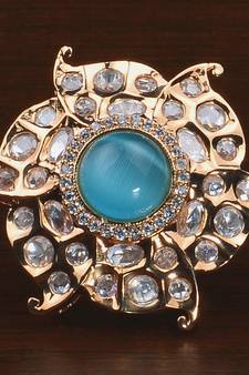 Kundan, CZ and Stone Embellished Adjustable Designer Finger Ring 216EDFR30