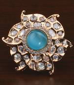 Kundan, CZ and Stone Embellished Adjustable Designer Finger Ring 216EDFR30