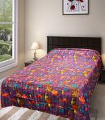 Kantha Work Double Layered Cotton Bed Cover (Purple)