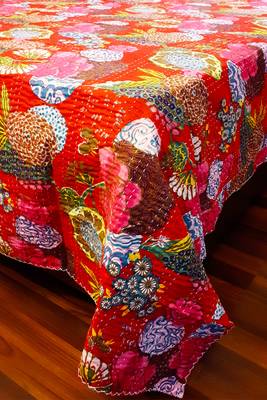 Kantha Work Double Layered Cotton Bed Cover (Grey) 3