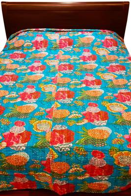 Kantha Work Double Layered Cotton Bed Cover (Red) 2