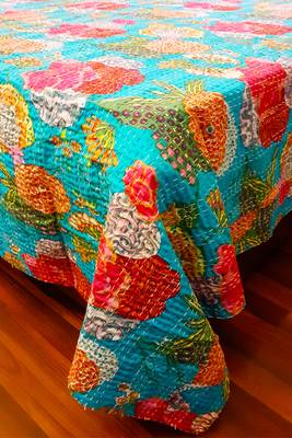 Kantha Work Double Layered Cotton Bed Cover (Red) 3