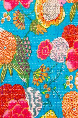 Kantha Work Double Layered Cotton Bed Cover (Red) 4